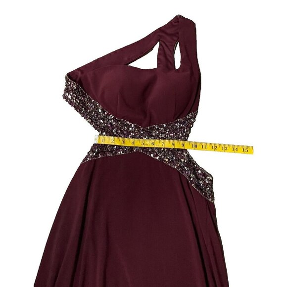 Dave & Johnny Womens burgundy red Beaded sequens Backless Prom Maxi Dress 5/6- H - Picture 5 of 8